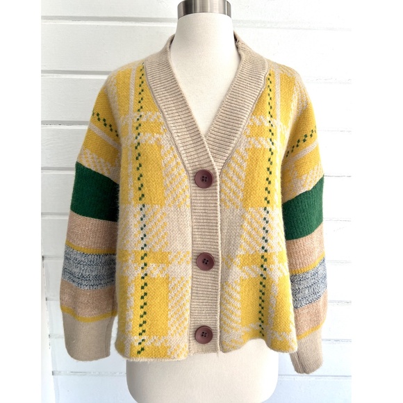 12th Tribe Sweaters - 12TH TRIBE Plaid V-Neck Cardigan - O/S